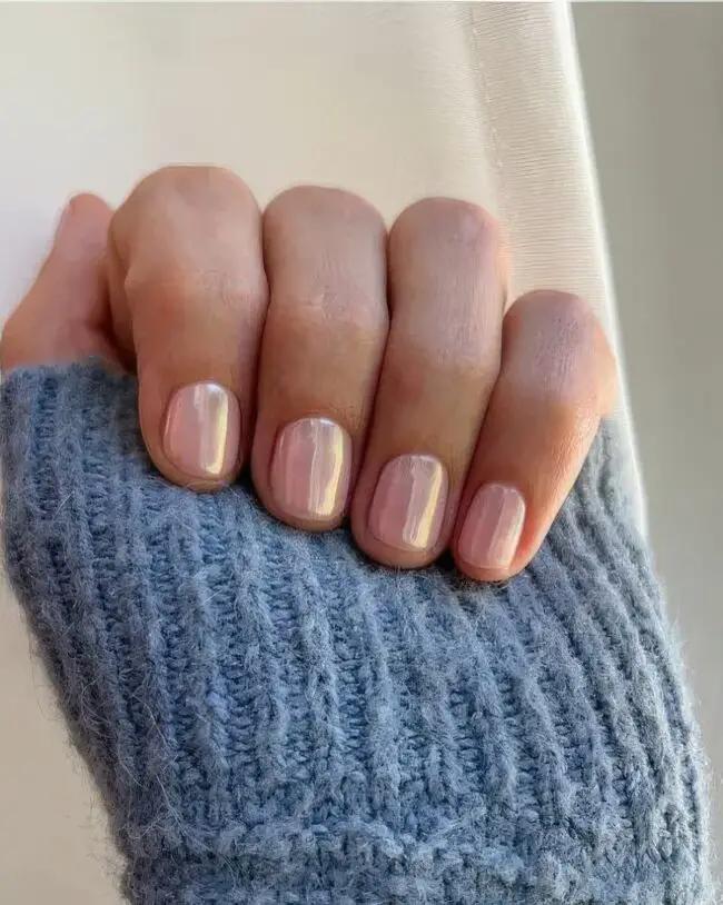 Chic Chrome Blush Nails