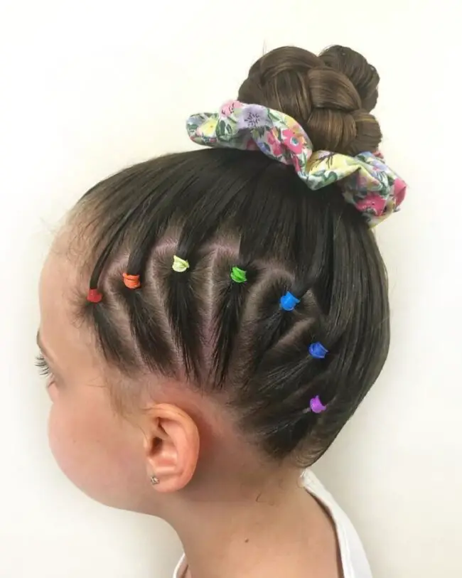 Rainbow Braided Bun for a Colorful Look