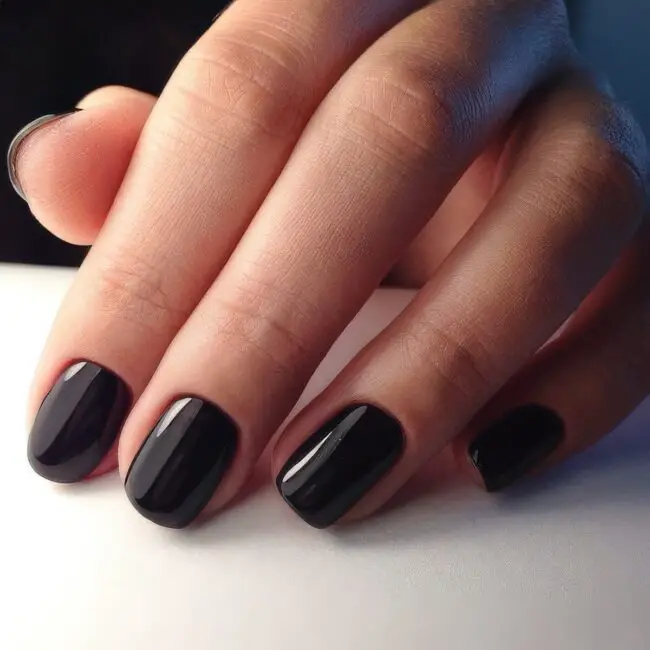 Mysterious Glossy Black Nails