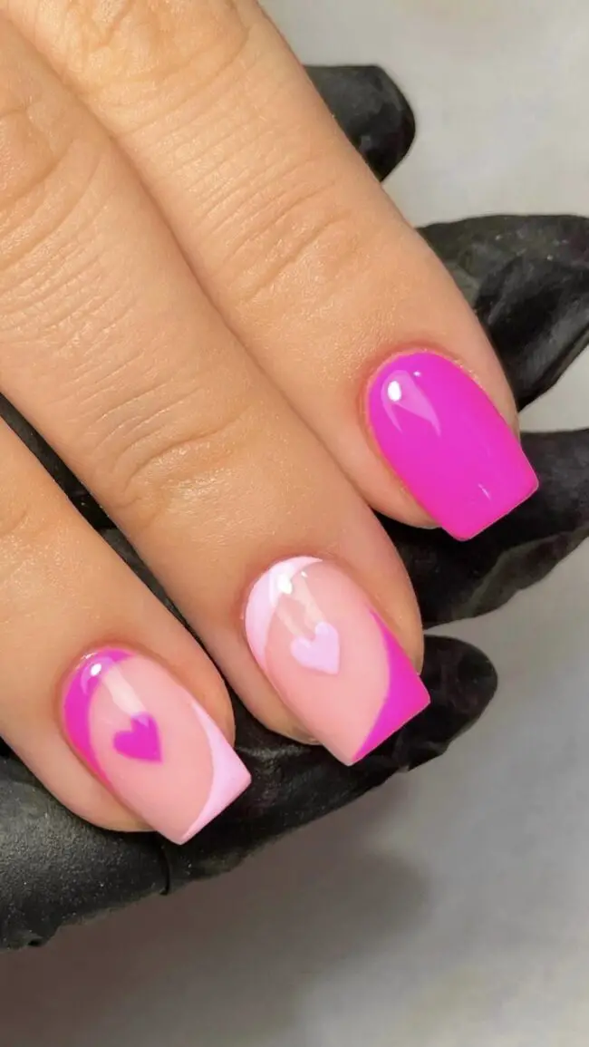 Sky Blue and Pink Harmony in Nail Art