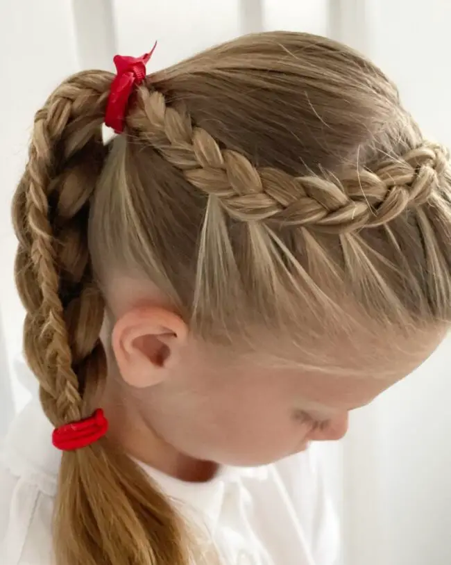 Crown Braid Paired with a Side Ponytail
