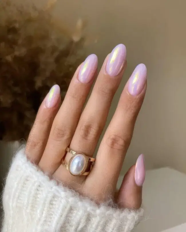 Fresh Pink Pearly Nails
