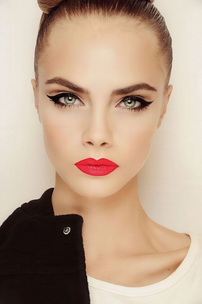Daring Red Lip with Winged Eyeliner