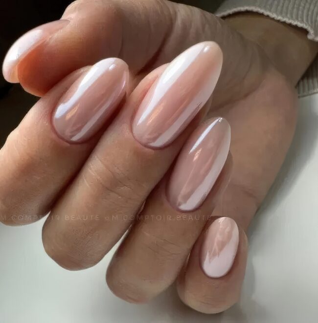 Sophisticated Blush Chrome Nails