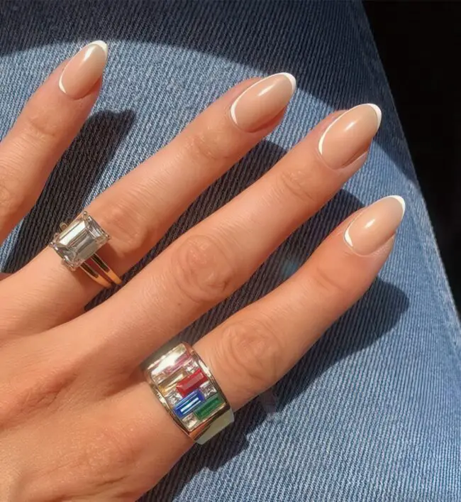 Nude French Tips with Chic White Edges