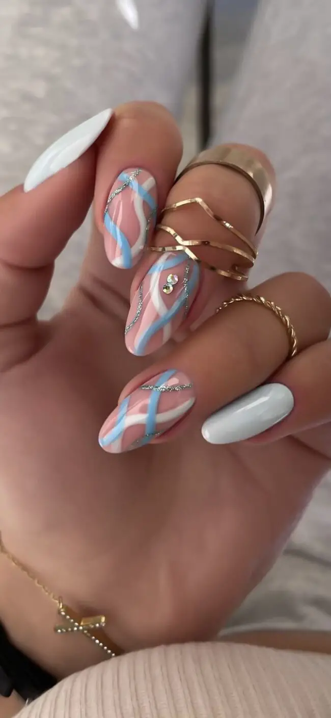 Pastel Ribbons with Glitter Stripes