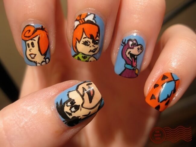 Nostalgic Character Nails in Bright Orange