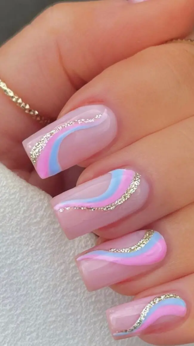 Sky Blue and Pink Petal Grace