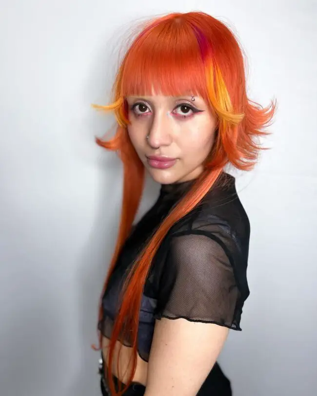 Bold Fiery Mullet with Vibrant Colors