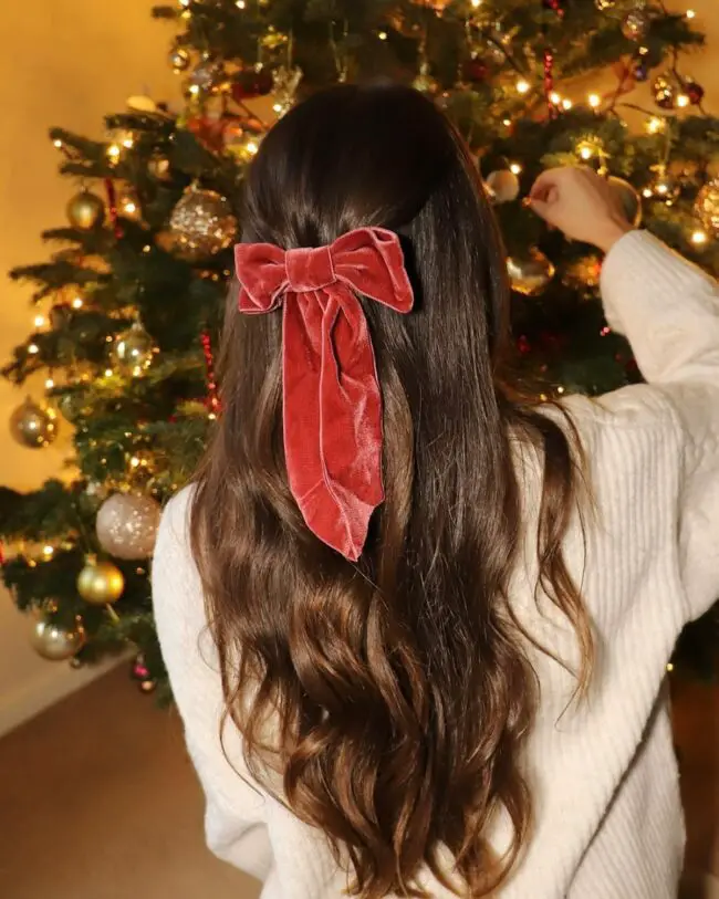 Classic Half-Up Look with Velvet Bow