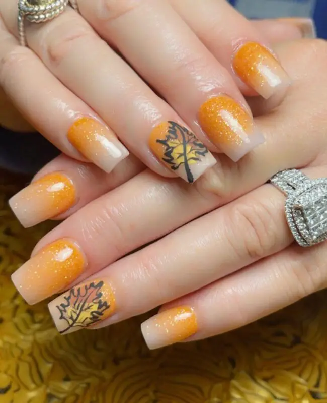 Gradient Autumn Leaf Design