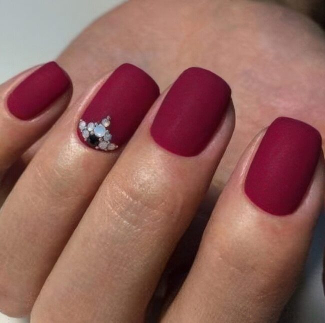 Burgundy Nails with Flair