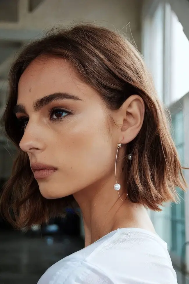 Soft Brown Layered Bob with Shine