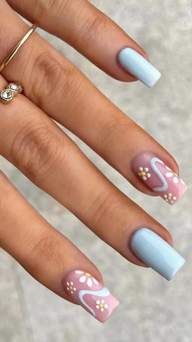 Pastel Landscape with White Florals