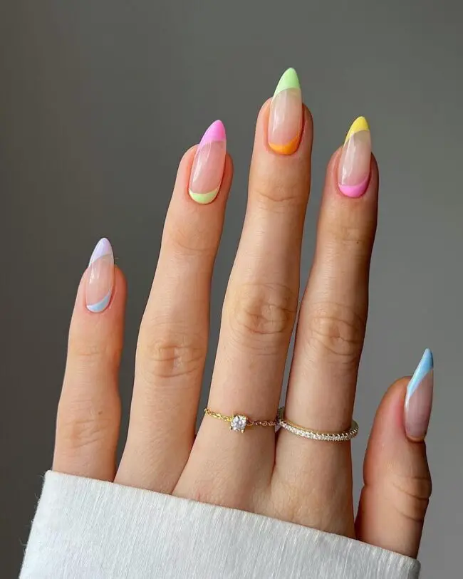 Pastel Rainbow French Tips