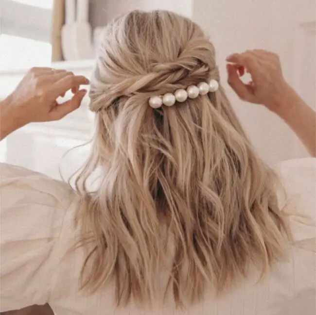 Half-Up Twist with Pearl Barrette