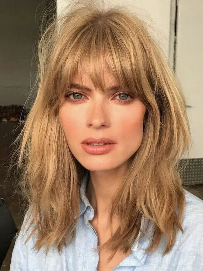 Fringe Bangs in Luminous Blonde Texture
