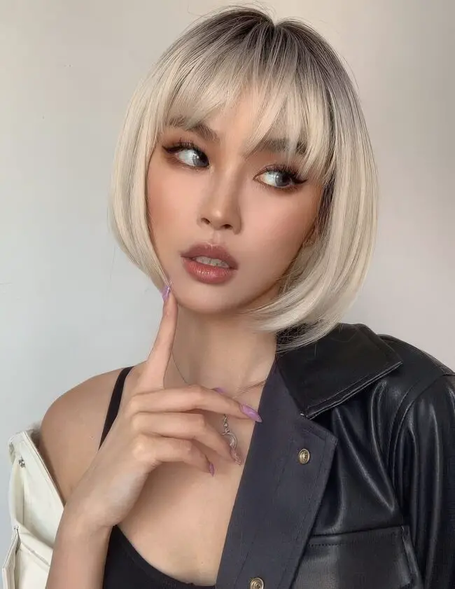 Trendy Icy Blonde Bob