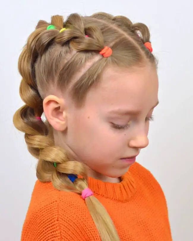 Chunky Bubble Braids with Vibrant Elastics