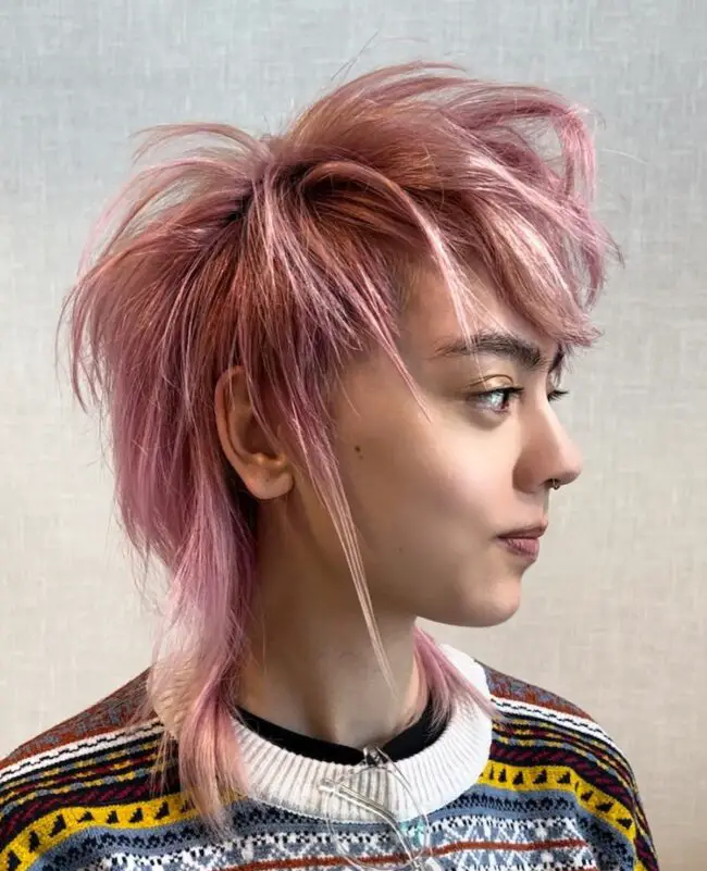 Pink Spiky Mullet Hair