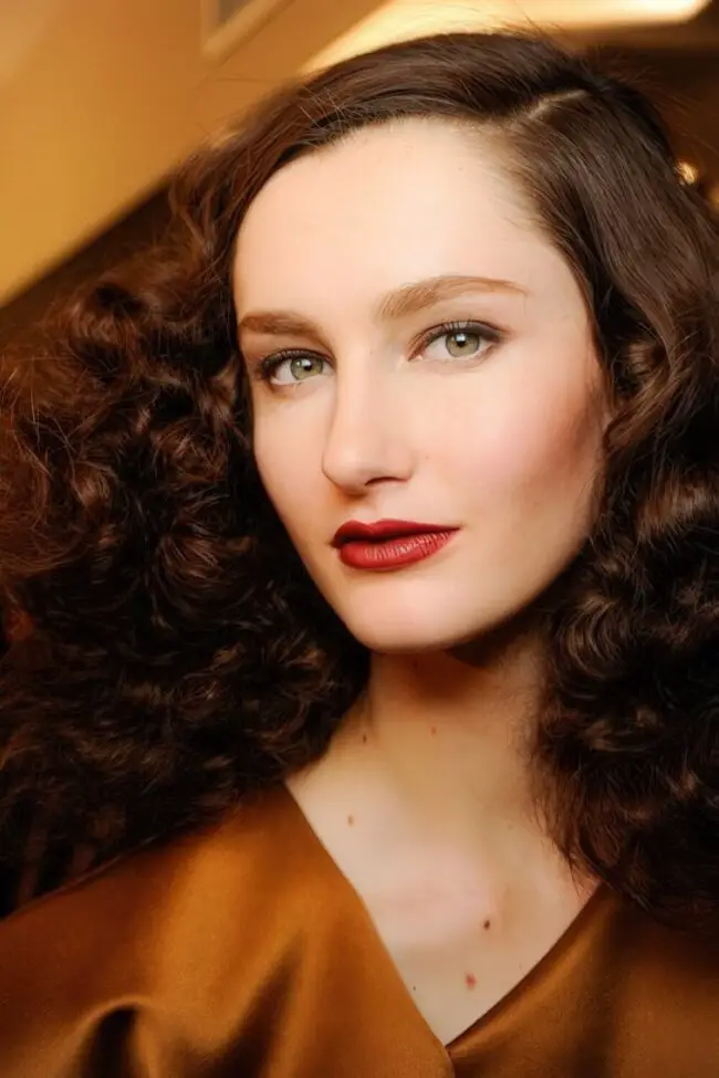 Deep Lip Colors with Vintage Curls