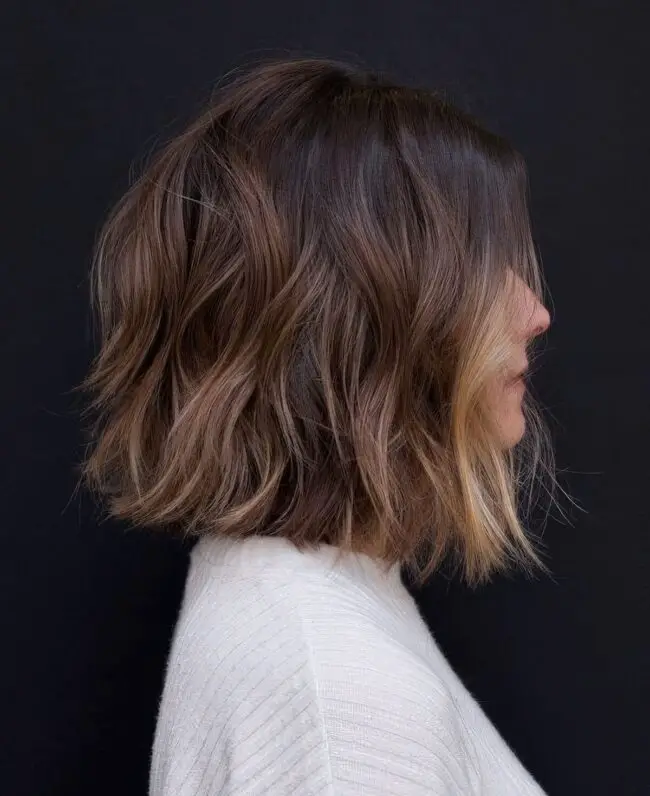 Sun-Kissed Wavy Bob with Rich Depth
