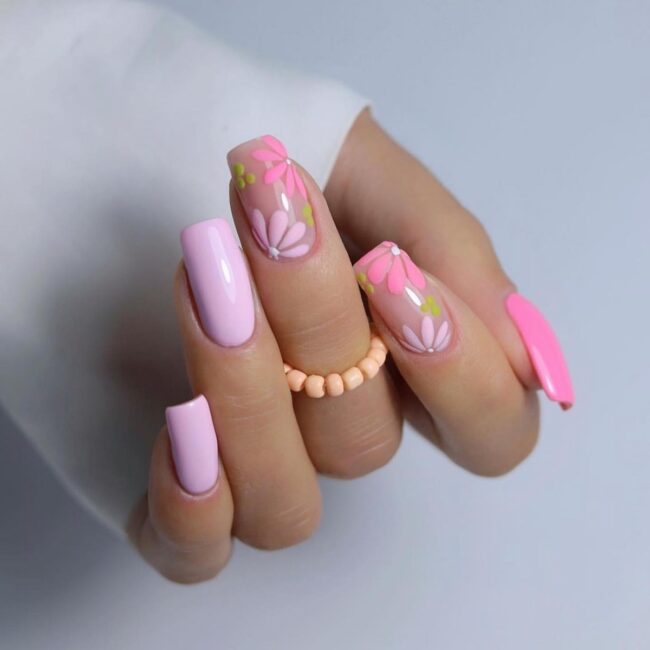 Soft Pink with Floral Embellishments