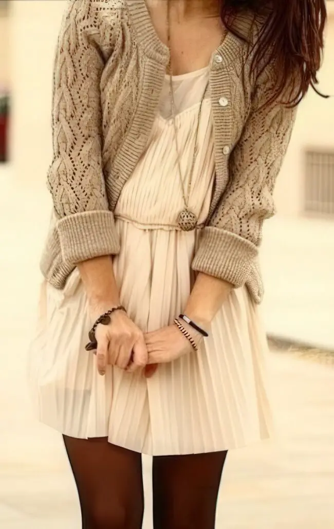 Beige Knitted Cardigan for Autumn Layers