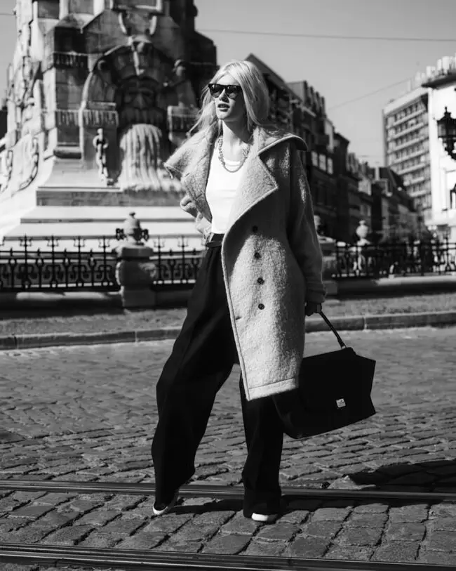 Statement Coat in Luxurious Gray Fabric