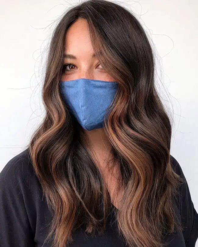 Rich Brown Waves with Caramel Highlights