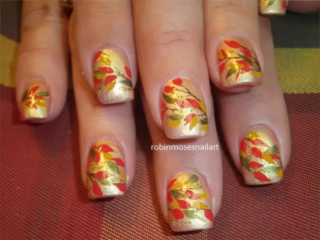 Autumn Leaf Patterns with Gold Accents