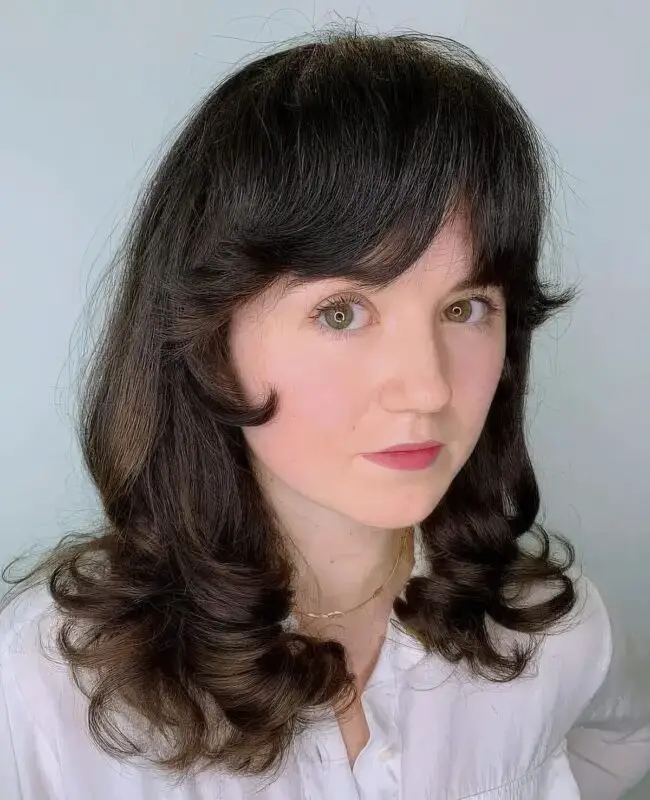 Chocolate Curls with Flattering Bangs