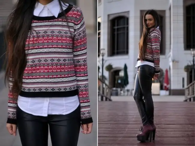 Knit Sweater with Striking Patterns