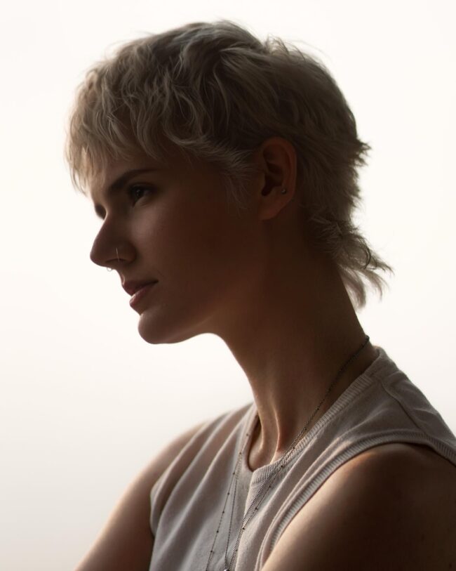 Platinum Blonde Shag Pixie Cut