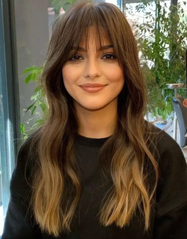 Soft Layered Fringe Bangs with Highlights