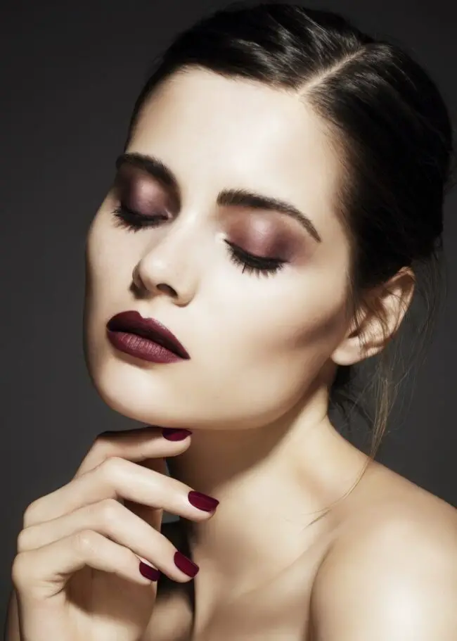 Burgundy Lips and Smoky Eye Drama