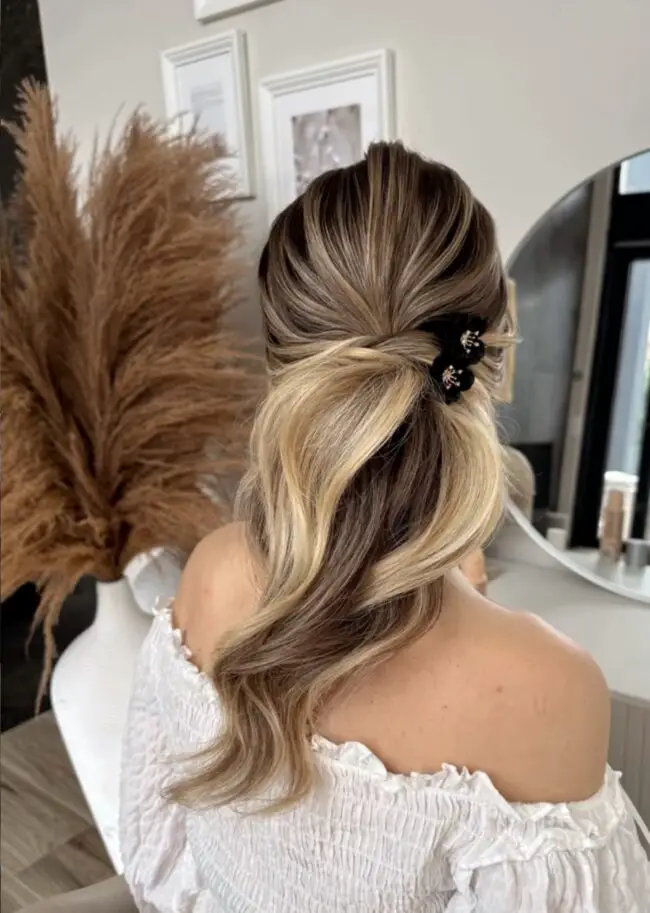 Full Half-Up Ponytail with Clip