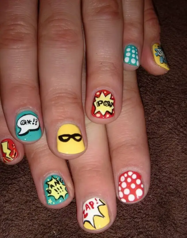 Comic Book Colors on Vibrant Nails