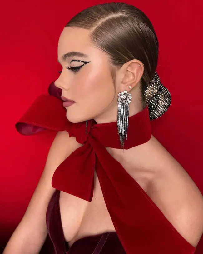 Sleek Low Bun with Standout Accessories