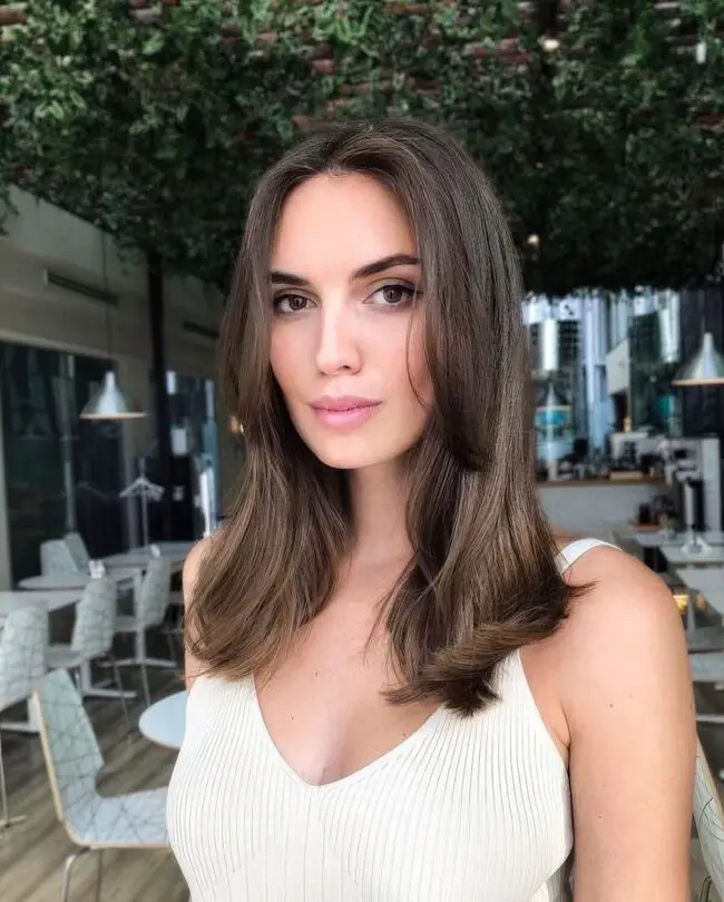 Brunette Waves with Caramel Highlights