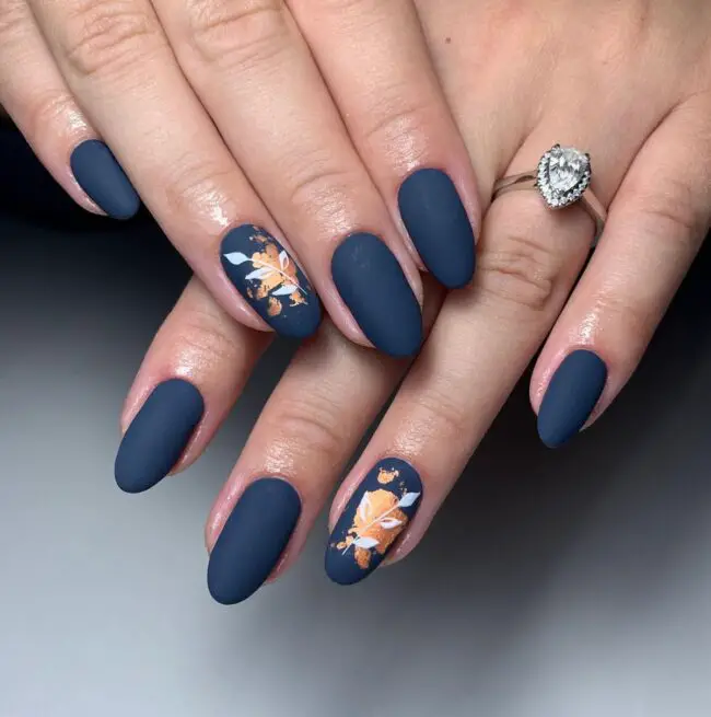 Navy Blue with Gold Leaf Detail