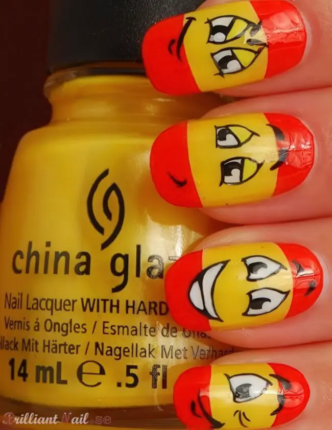 Sunny Yellow Smiley Face Nail Art