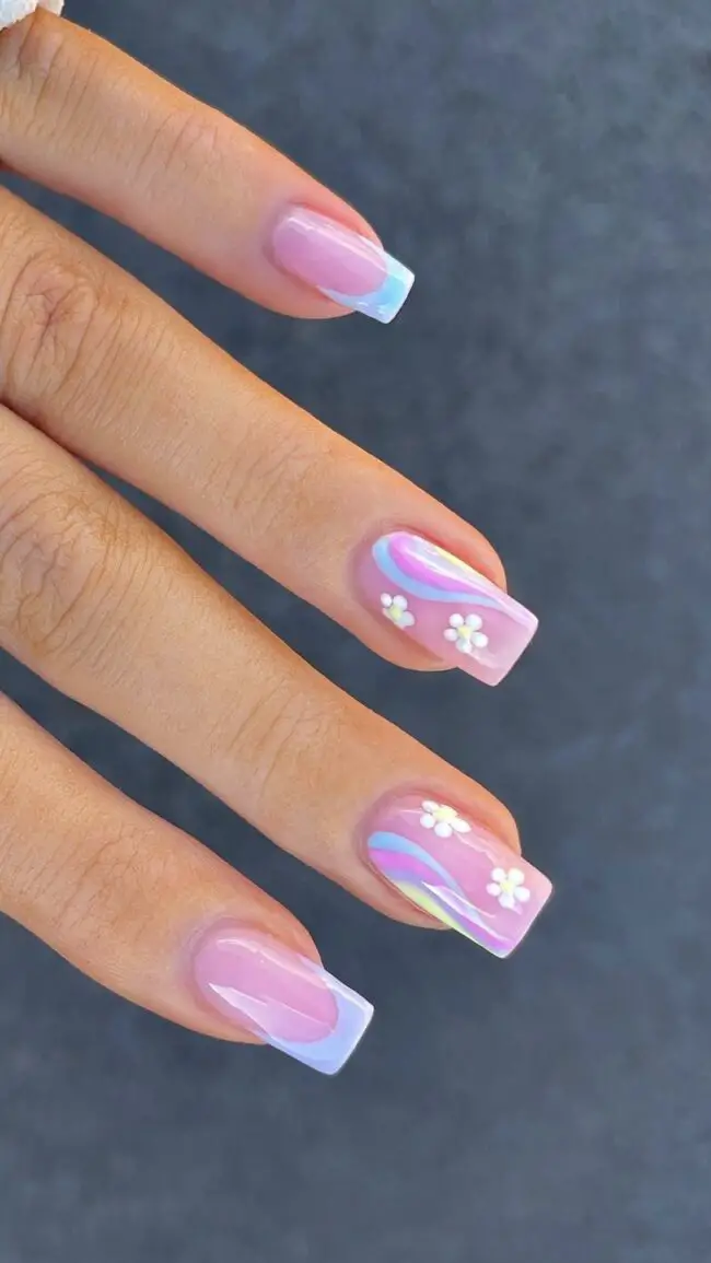 Soft Pastel Swirls with Floral Charm