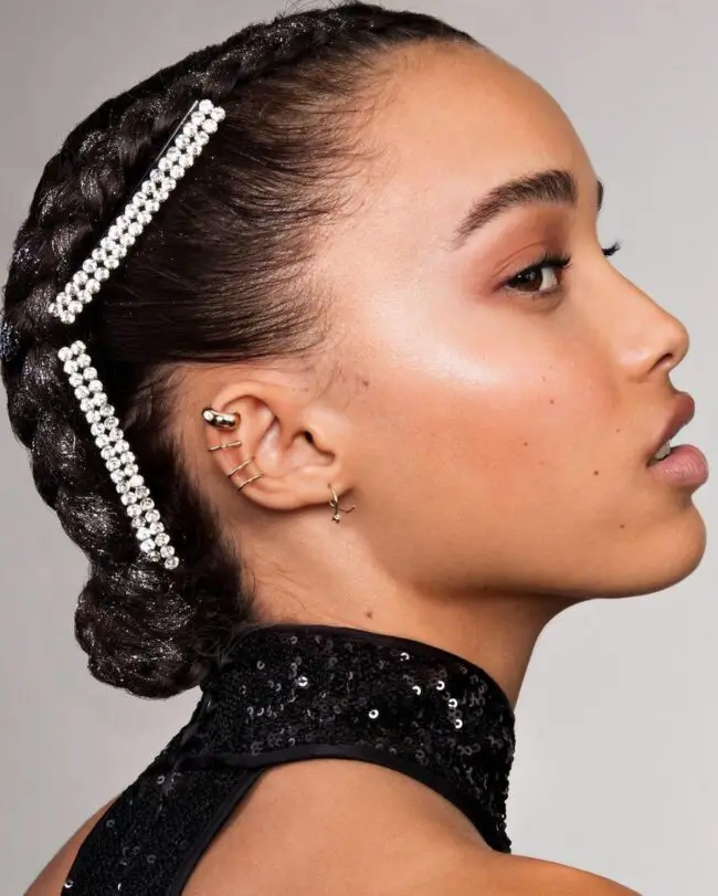 Embellished Braided Updo for Elegance