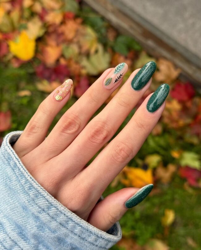Green and Gold Leaf Accented Design