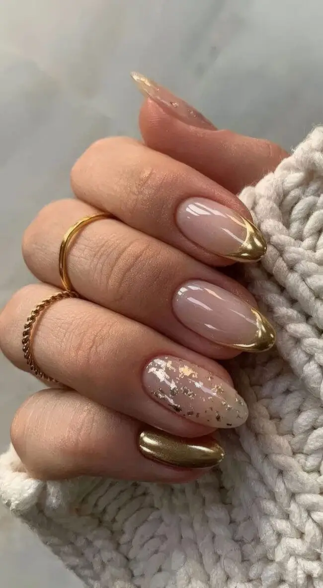 Glamorous Gold-Tipped Nails