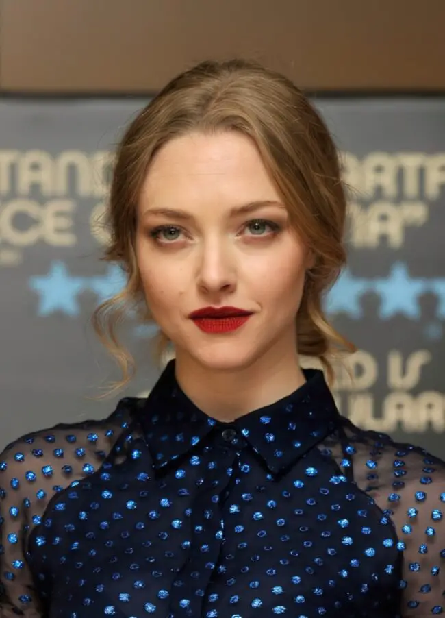 Deep Red Lips with Shimmering Gold Eyes