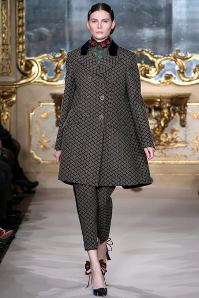 Geometric Pattern Coat in Dark Tones