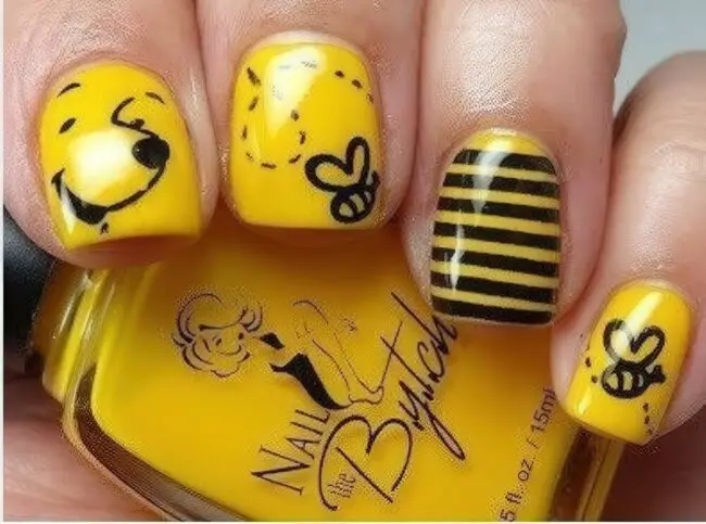Sunny Yellow Nails with Whimsical Accents