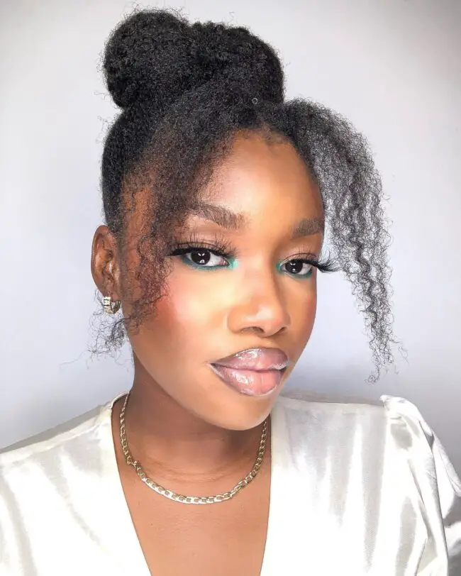 Natural Curly Bun with Soft Tendrils